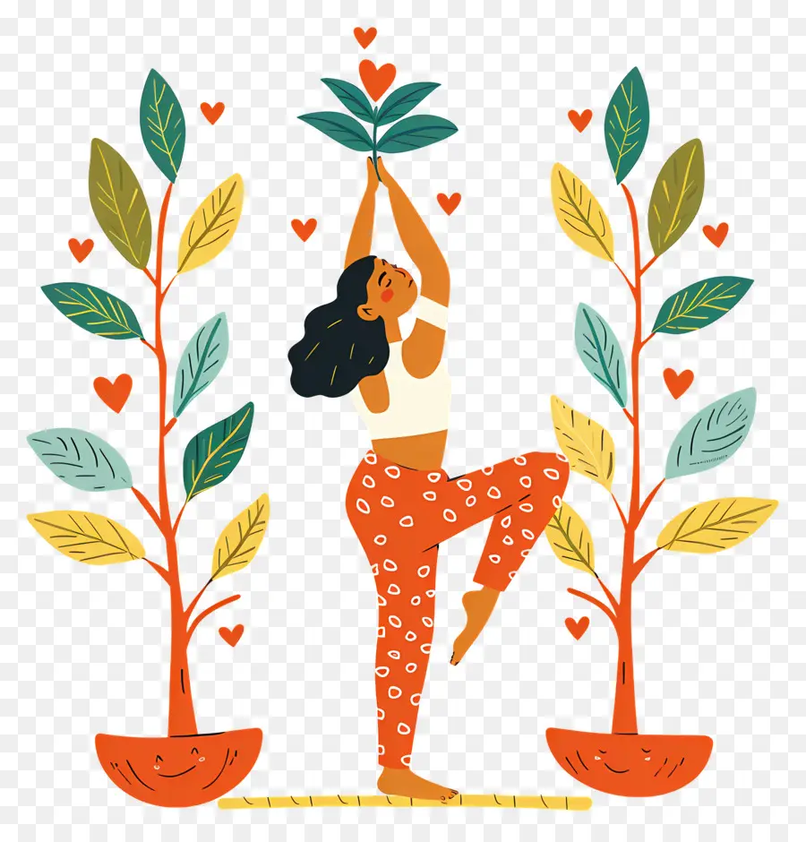 Mujer Haciendo Yoga，Mujer Con Plantas PNG