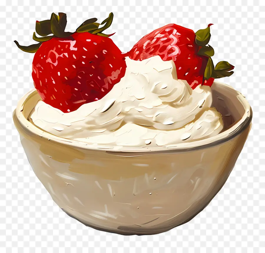 Budín De Fresa，Fresas Y Crema PNG