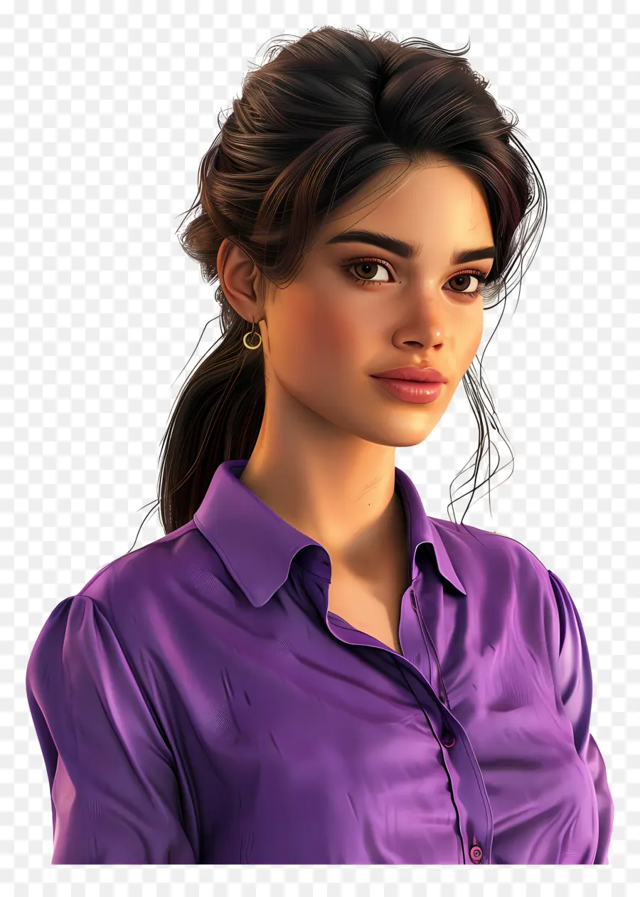 Mujer En Camisa，Mujer Con Camisa Morada PNG