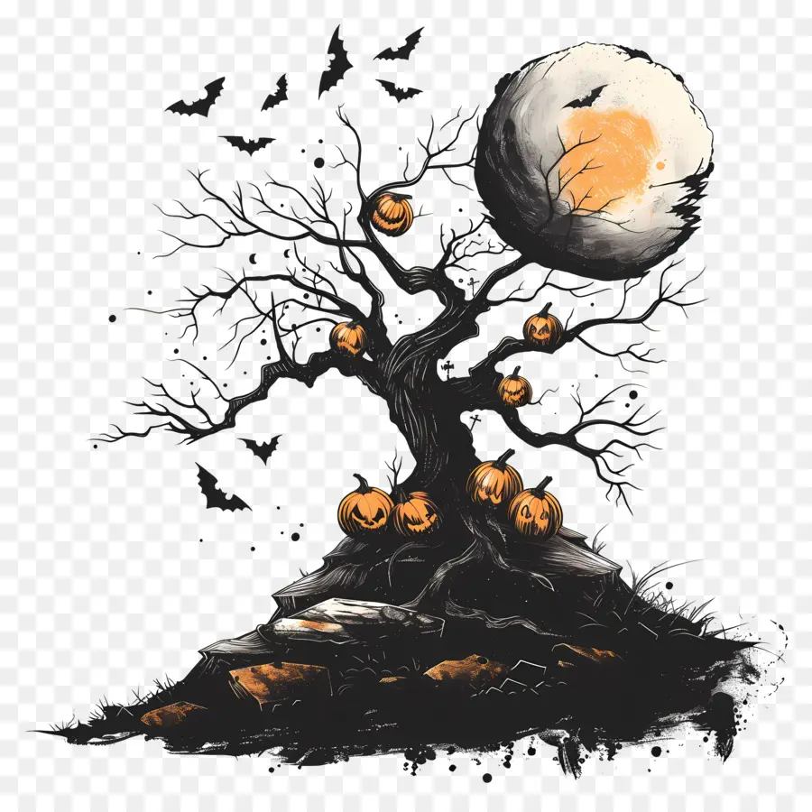 árbol Embrujado，árbol De Halloween PNG