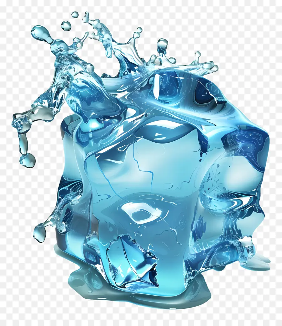 Agua Salpicaduras De Hielo，Cubitos De Hielo PNG