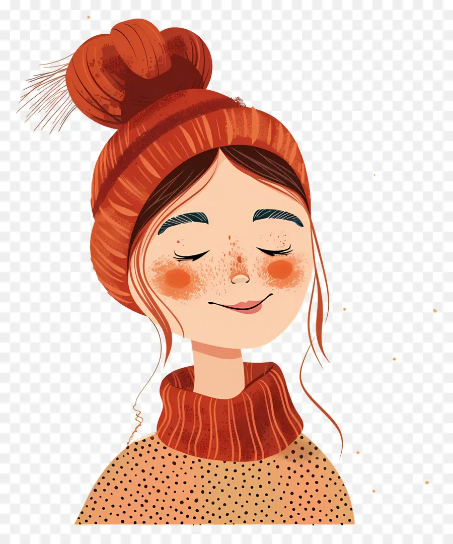 Cabeza De Mujer Sonriente，Chica En Ropa De Invierno PNG