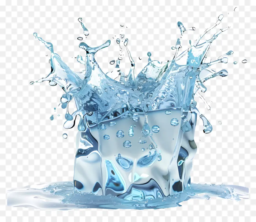 Agua Salpicaduras De Hielo，Cubitos De Hielo PNG