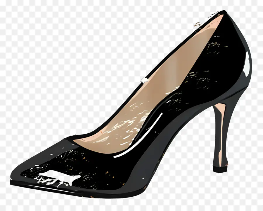 Zapato Tacón Negro，Tacón Alto Turquesa PNG