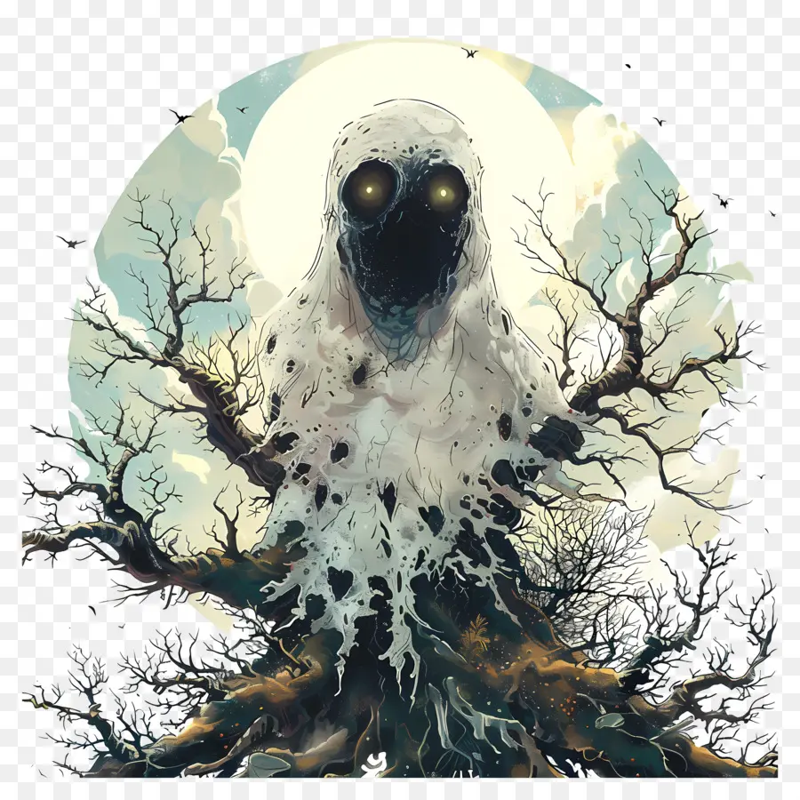 Fantasma Aterrador，Fantasma Del árbol Encantado PNG