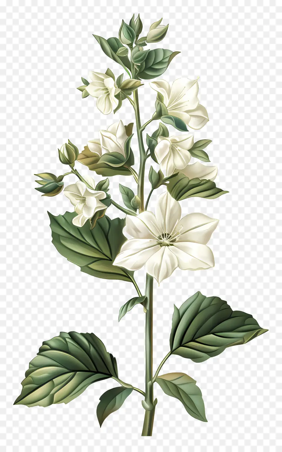 Flores Blancas，Hojas PNG