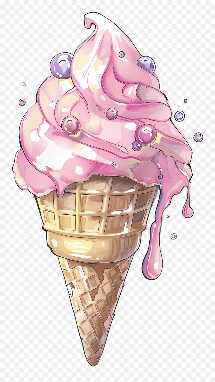 Cono De Helado，Helado De Fresa PNG