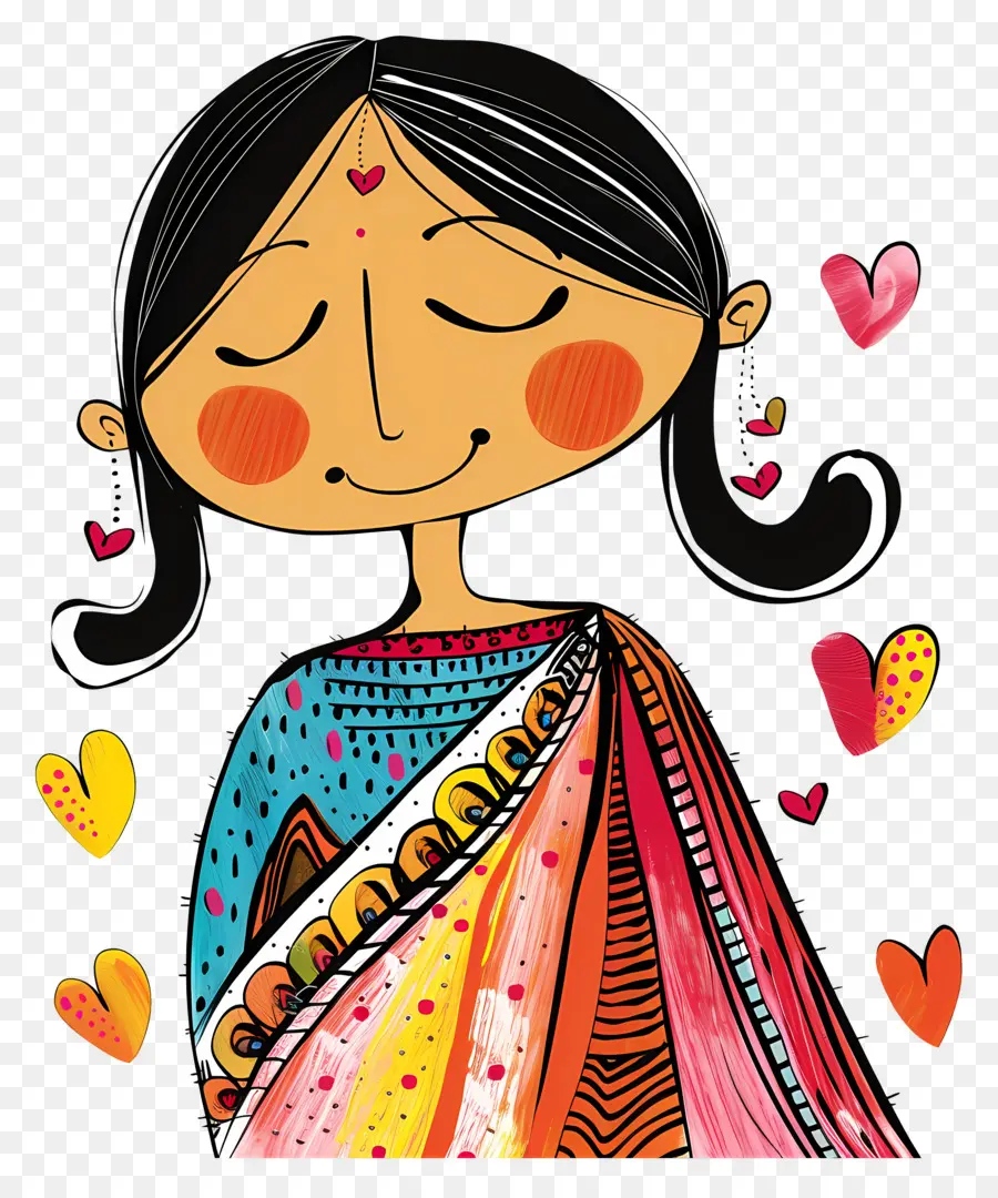 Mujer Marathi，Niña Sonriente PNG