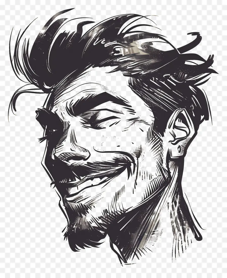 Cabeza De Hombre Sonriente，Bosquejo Del Hombre PNG