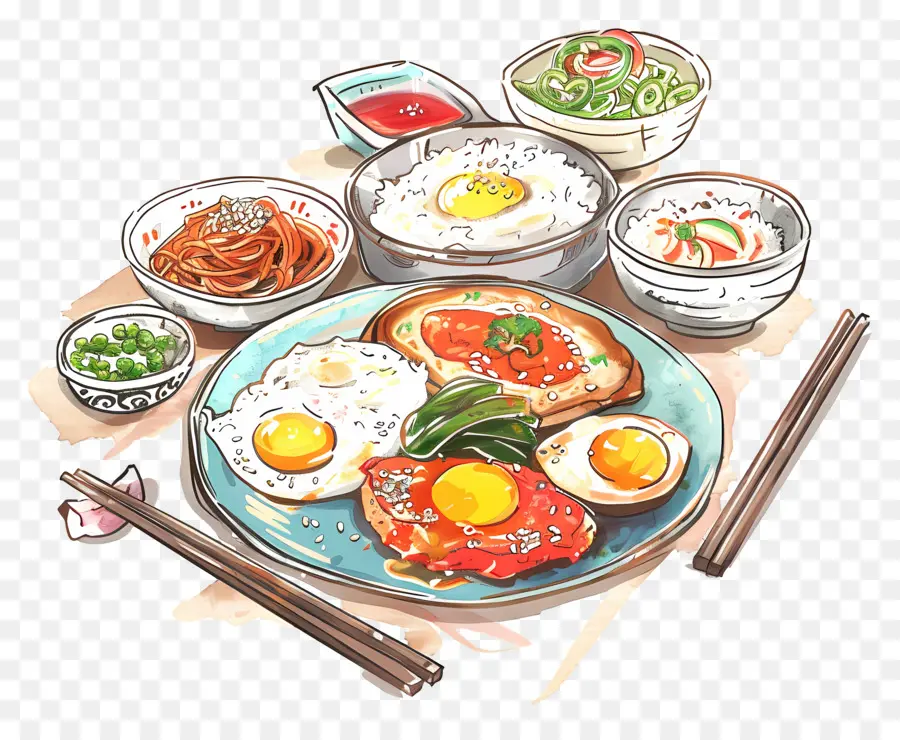 Comida Coreana，Platos De Desayuno PNG