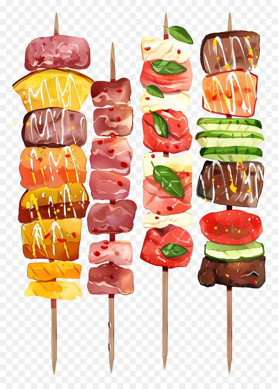 Brochetas De Carne，Brochetas De Colores PNG