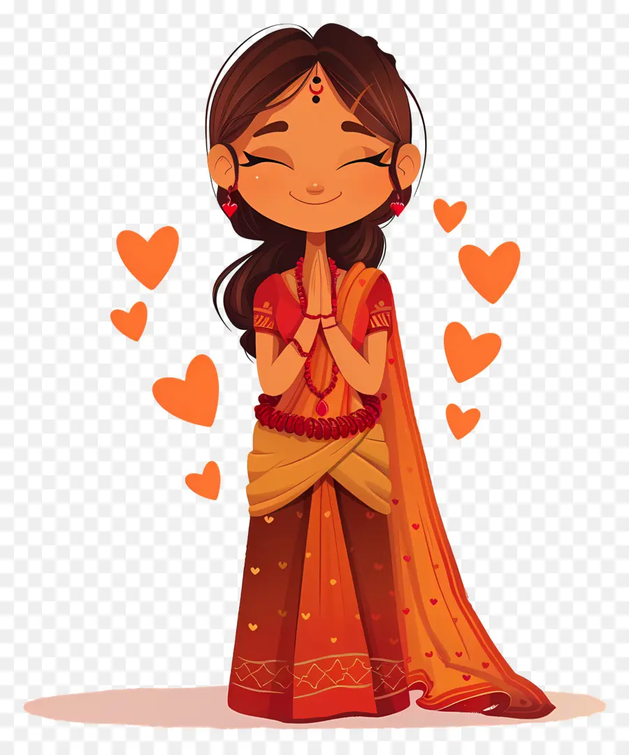 Mujer India，Chica Con Traje Tradicional PNG