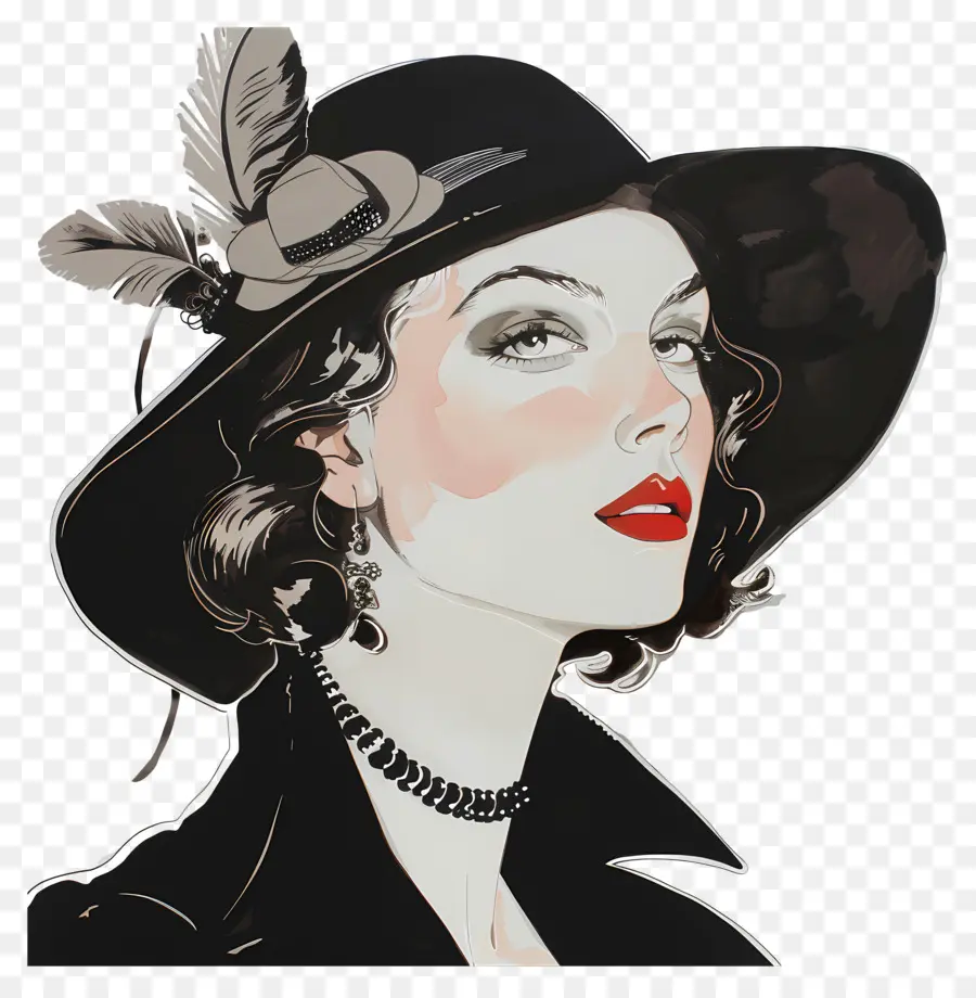 Mujer De Moda，Mujer Con Sombrero PNG