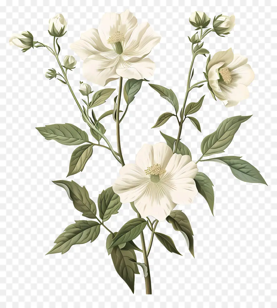 Flores Blancas，Botánico PNG