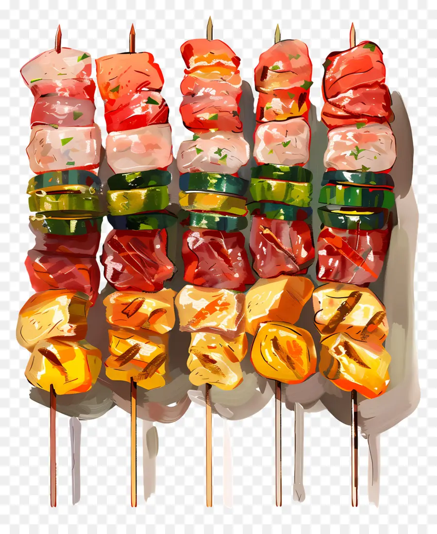 Brochetas De Carne，Brochetas De Colores PNG