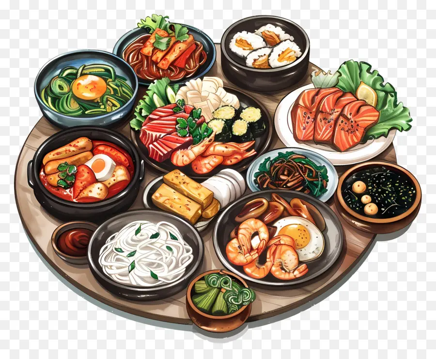 Comida Coreana，Platos Surtidos PNG