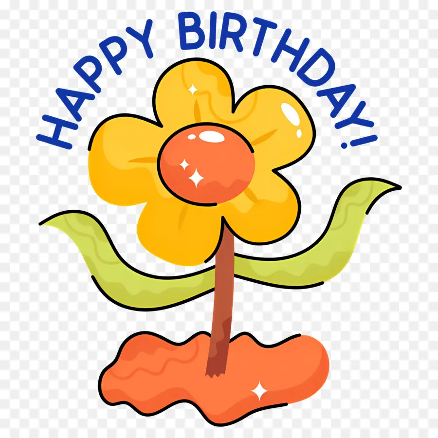 Feliz Cumpleaños，Flor Amarilla PNG