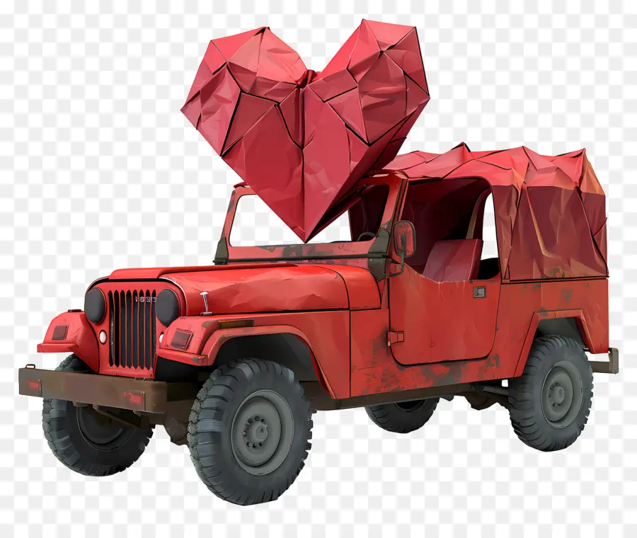 Jeep，Camioneta Roja Con Corazón PNG