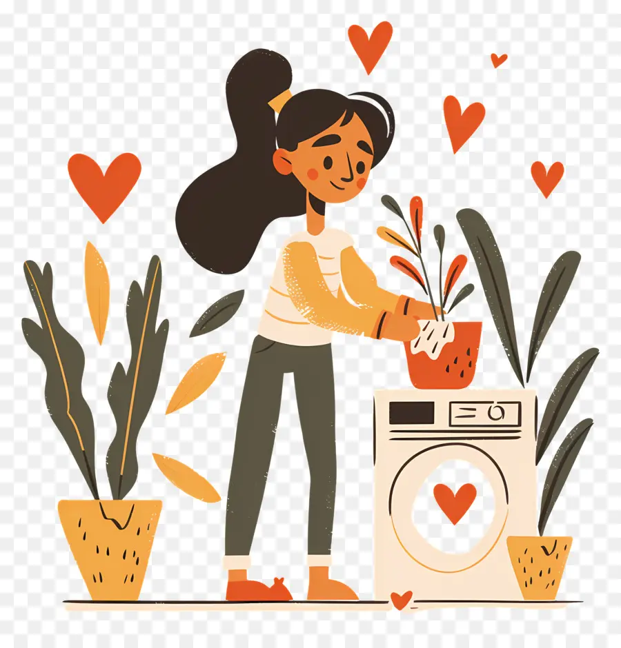 Mujer Lavando Ropa，Mujer Con Plantas PNG