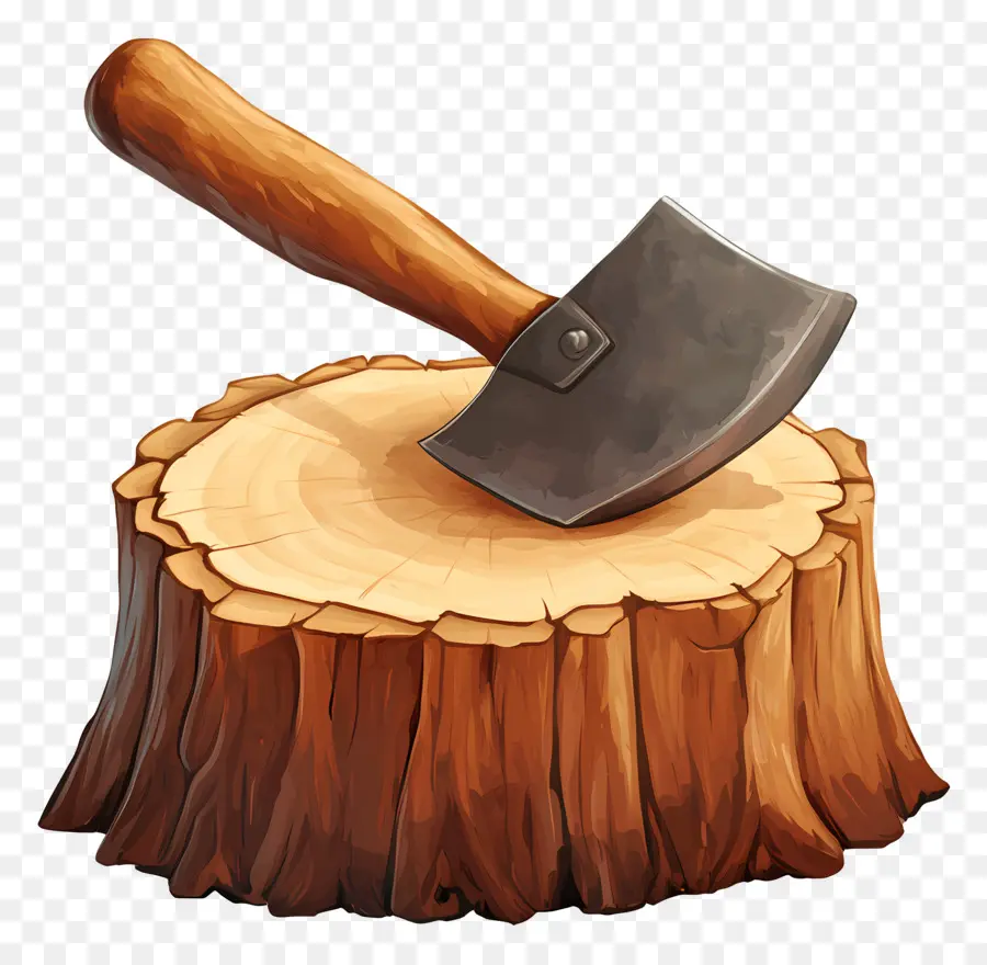 Cortar Madera，Hacha En Tocón De árbol PNG