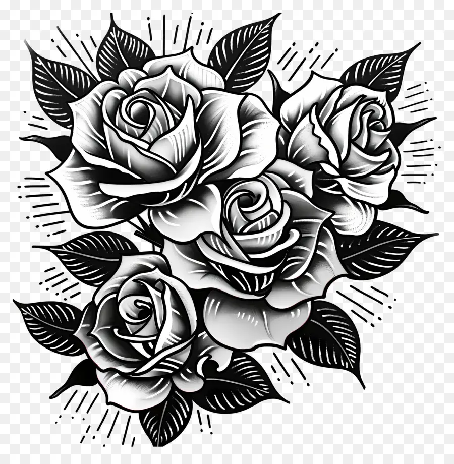 Tatuaje De Rosas，Rosas Blancas Y Negras PNG