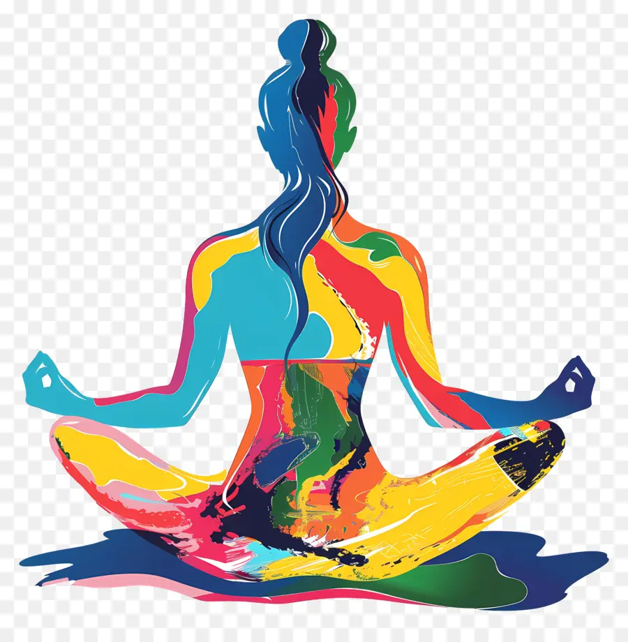 Mujer Haciendo Yoga，Postura De Yoga Colorida PNG