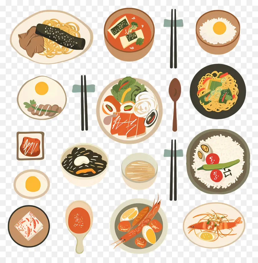 Comida Coreana，Platos Varios PNG