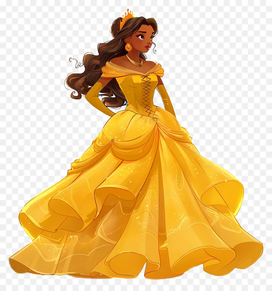 Bella Princesa，Princesa Con Vestido Amarillo PNG