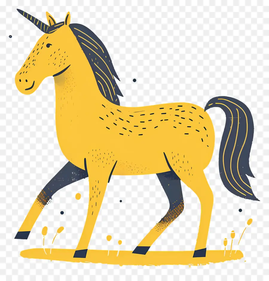 Caballo，Unicornio Amarillo PNG