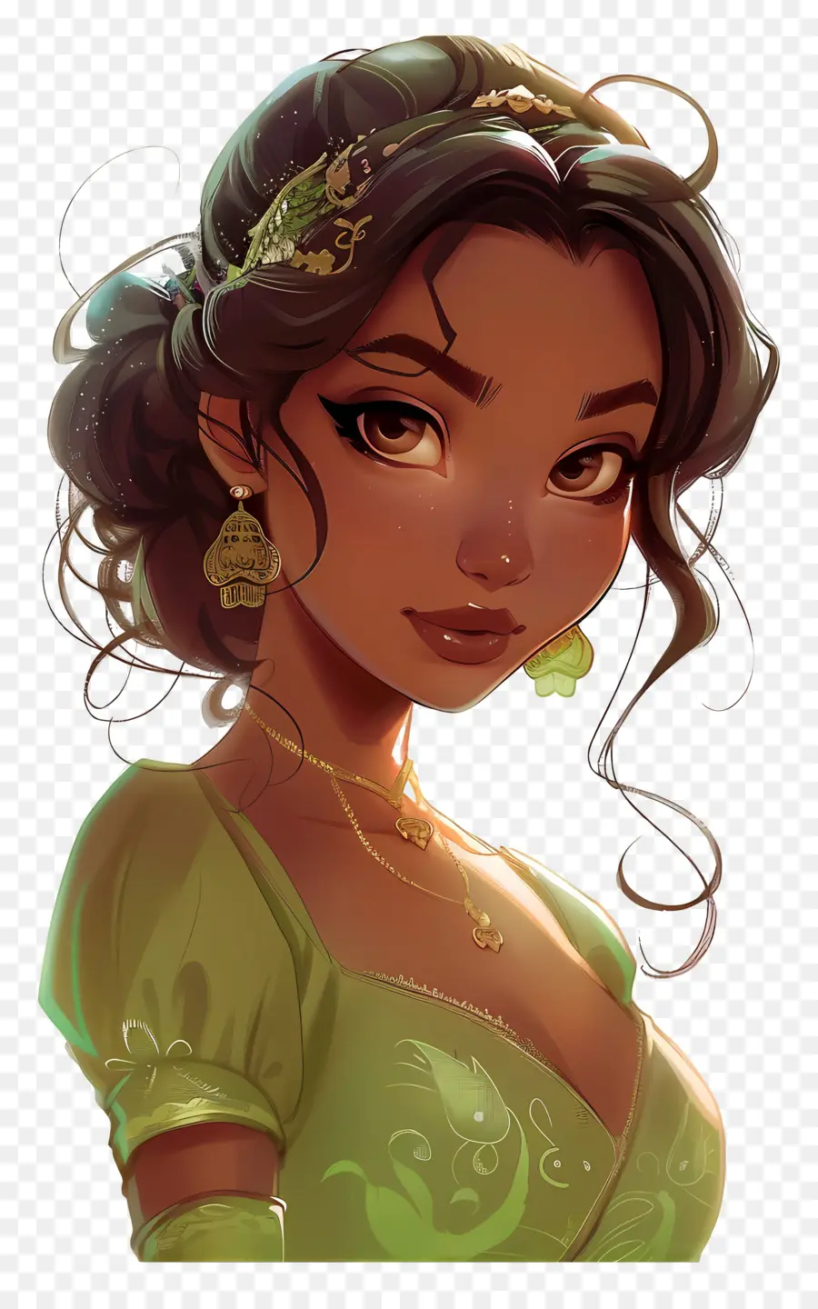 Princesa Tiana，Mujer Animada PNG