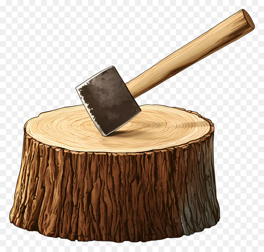 Cortar Madera，Hacha En Tocón De árbol PNG