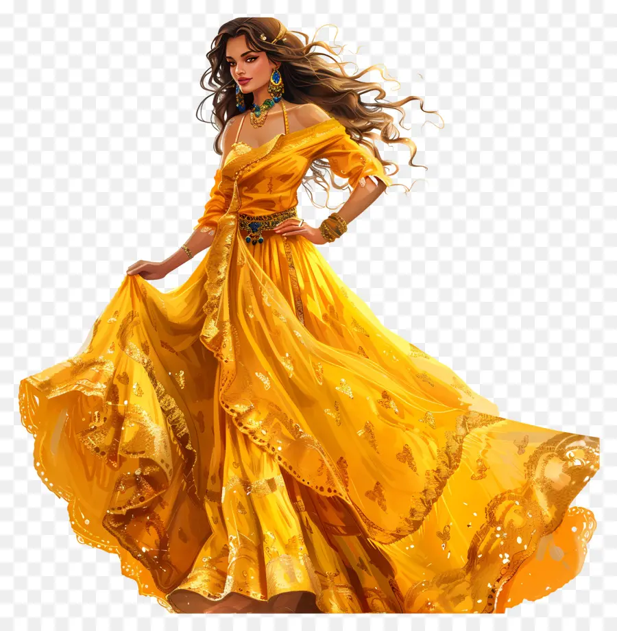 Bella Princesa，Vestido Amarillo PNG