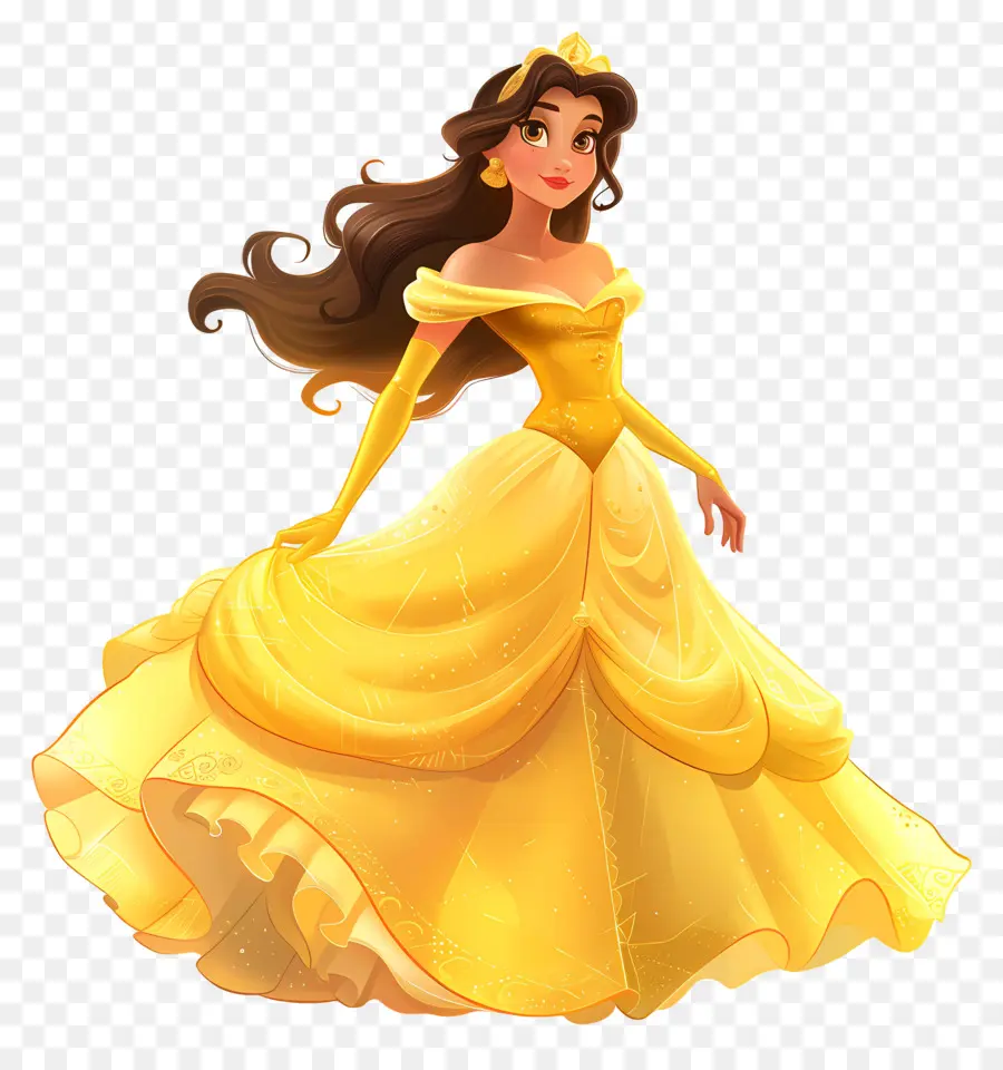 Bella Princesa，Princesa Con Vestido Amarillo PNG