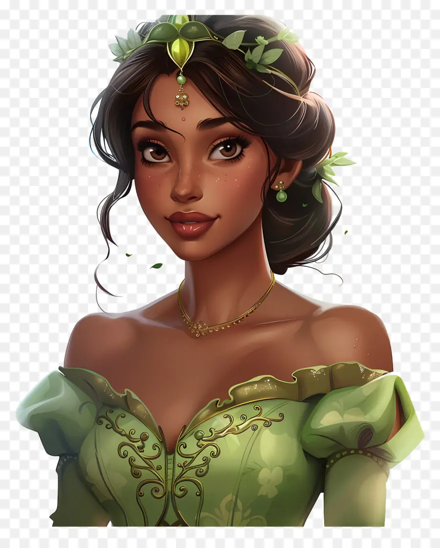 Princesa Tiana，Mujer Animada PNG