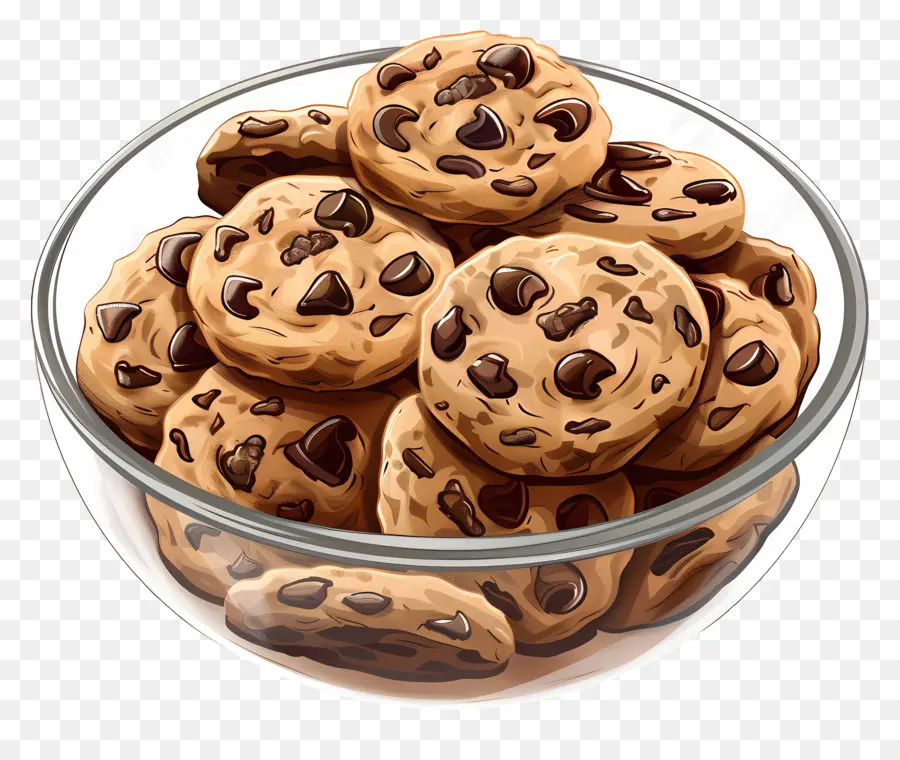 Galletas Con Chispas De Chocolate，Tazón De Galletas Con Chispas De Chocolate PNG