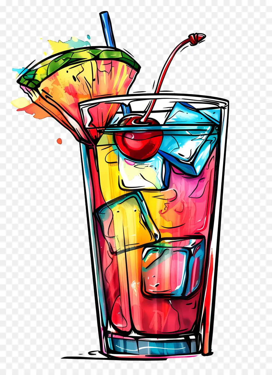 Cóctel Alcohólico Tropical，Bebida Colorida PNG