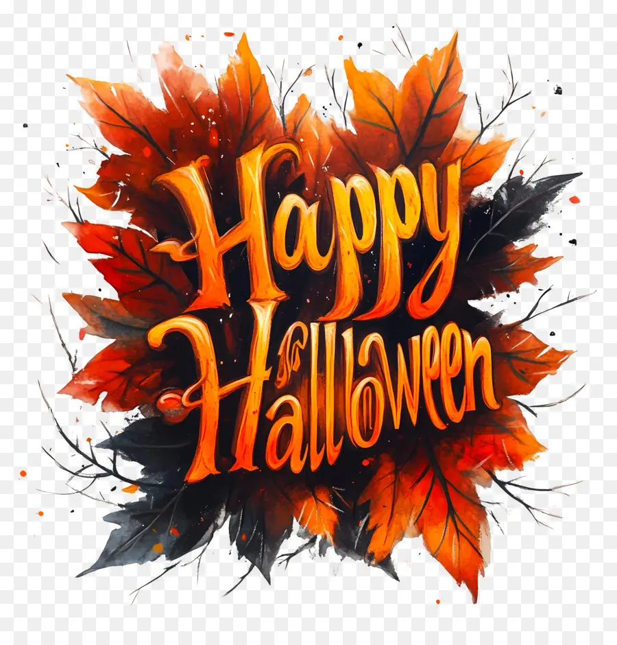 Feliz Halloween，Texto De Feliz Halloween Con Diseño Adornado PNG