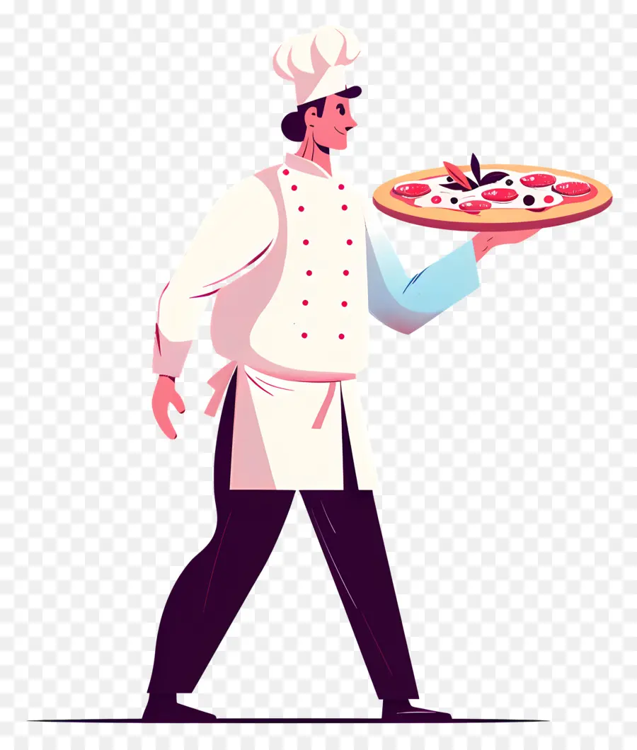 Chef Llevando Pizza，Chef Sosteniendo Pizza PNG