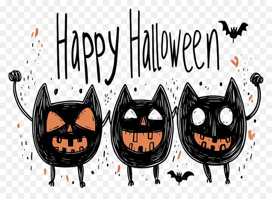 Feliz Halloween，Gatos De Halloween PNG