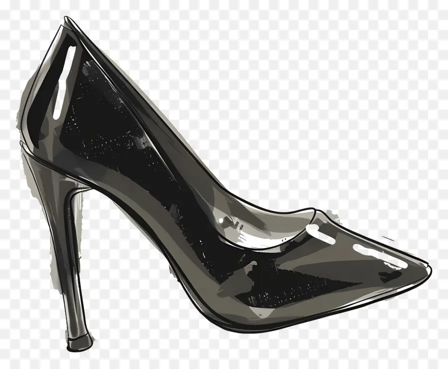 Zapato Tacón Negro，Tacón Alto Turquesa PNG