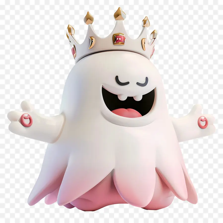 Rey Boo，Fantasma Blanco Con Corona PNG