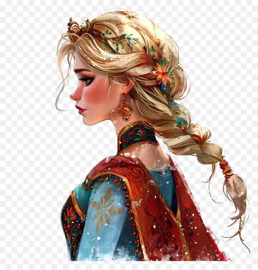 Princesa Elsa Congelada，Chica Rubia Con Cabello Trenzado PNG