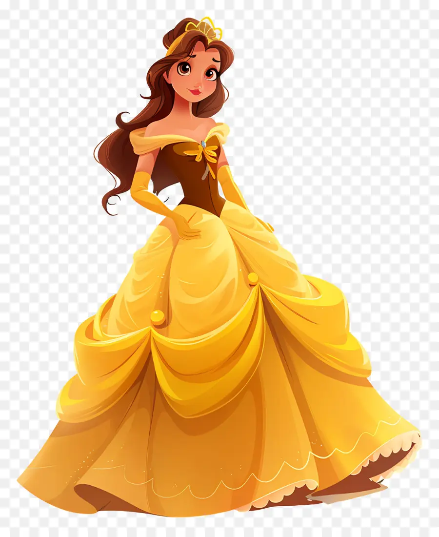 Bella Princesa，Princesa Con Vestido Amarillo PNG