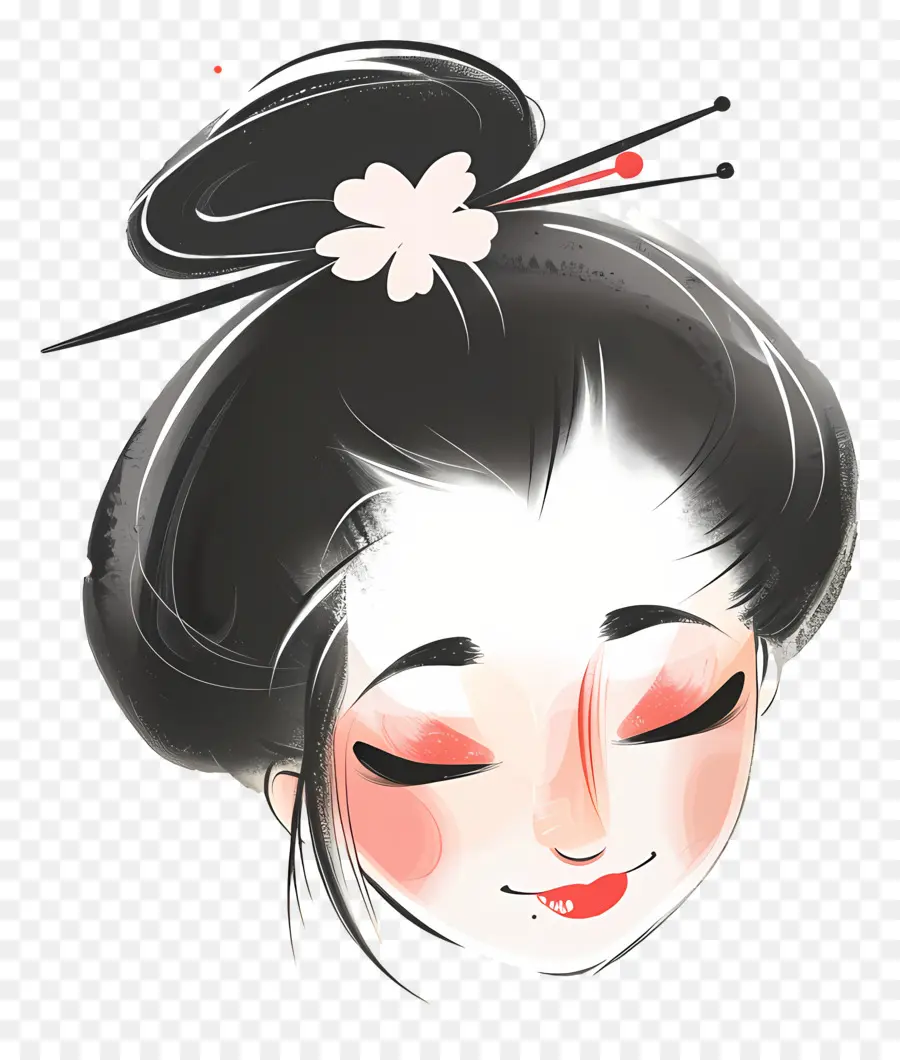 Cabeza De Mujer Sonriente，Geisha PNG