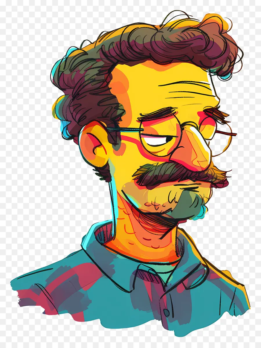 Ned Flandes，Retrato De Hombre Colorido PNG