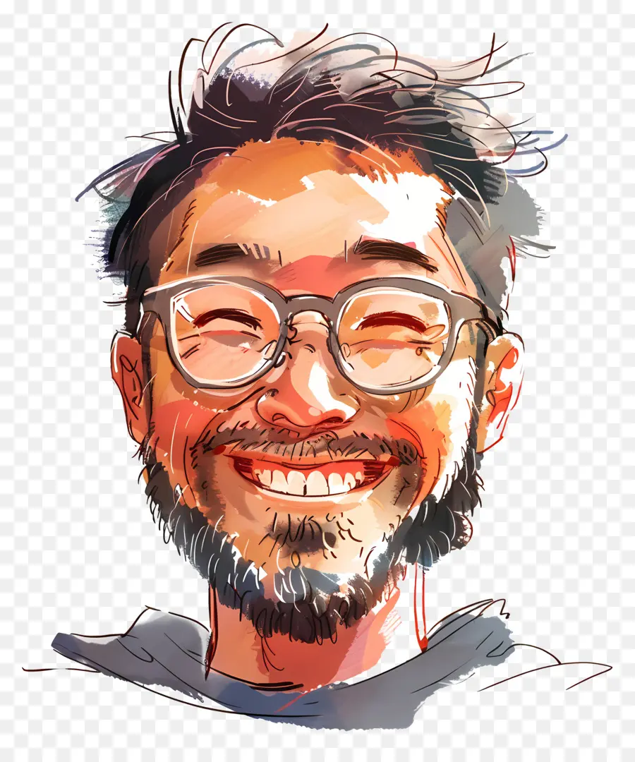 Cabeza De Hombre Sonriente，Hombre Sonriente Con Gafas PNG