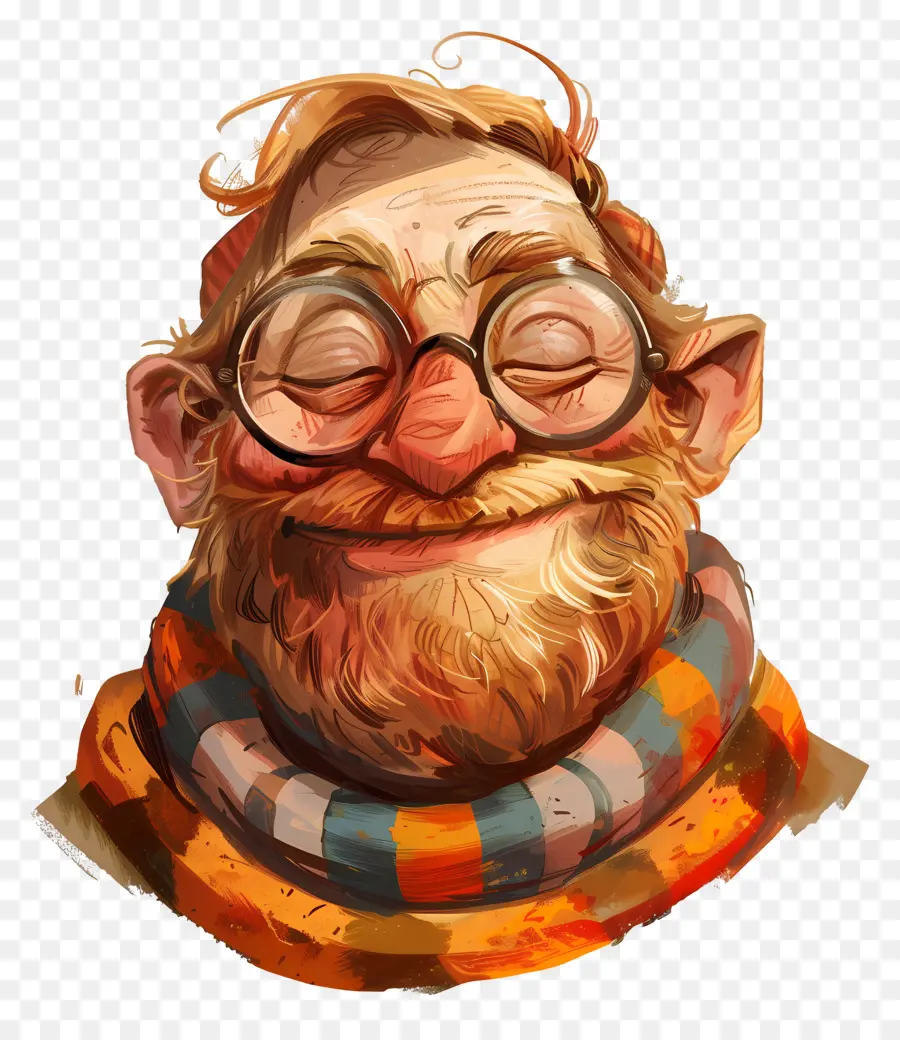 Cabeza De Hombre Sonriente，Hombre Sonriente Con Gafas Y Bufanda PNG