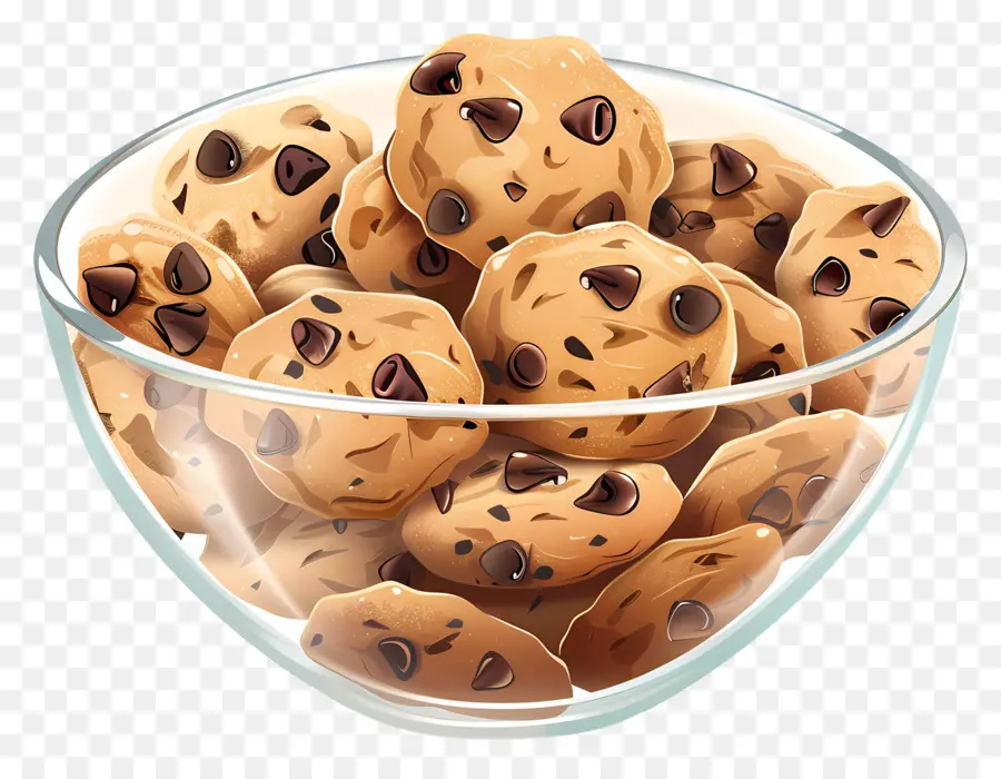 Galletas Con Chispas De Chocolate，Tazón De Galletas Con Chispas De Chocolate PNG