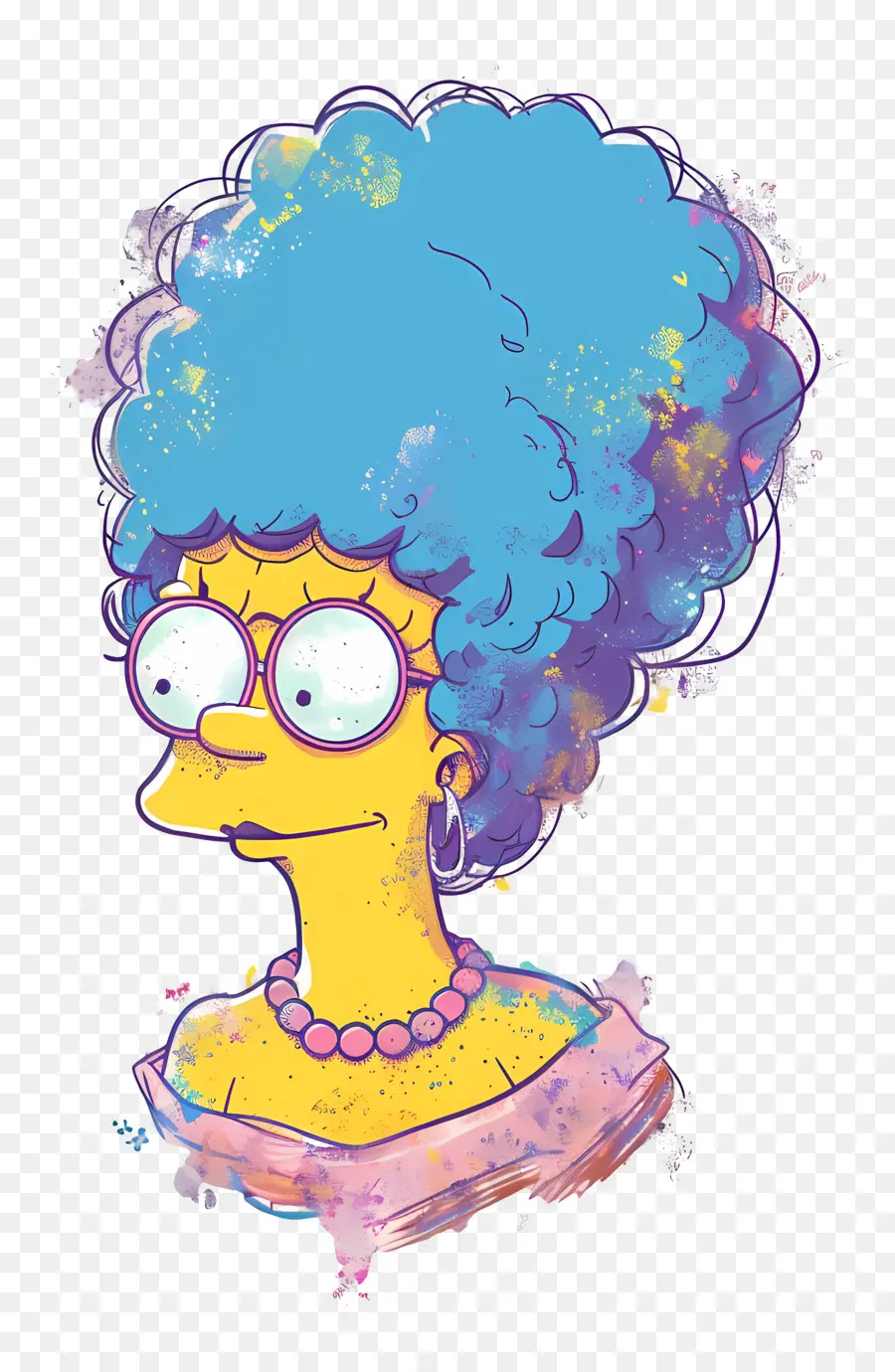 Marge Simpson，Personaje De Pelo Azul Con Gafas PNG