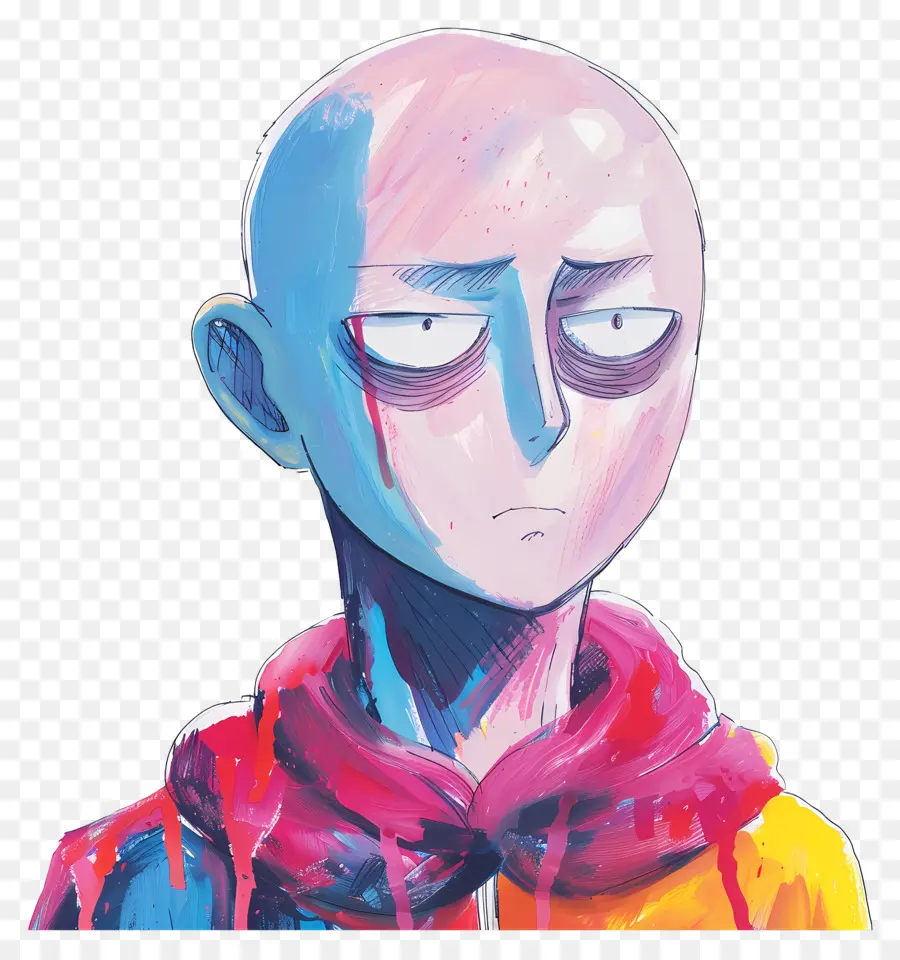 Saitama，Personaje Calvo Con Sudadera Con Capucha Colorida PNG